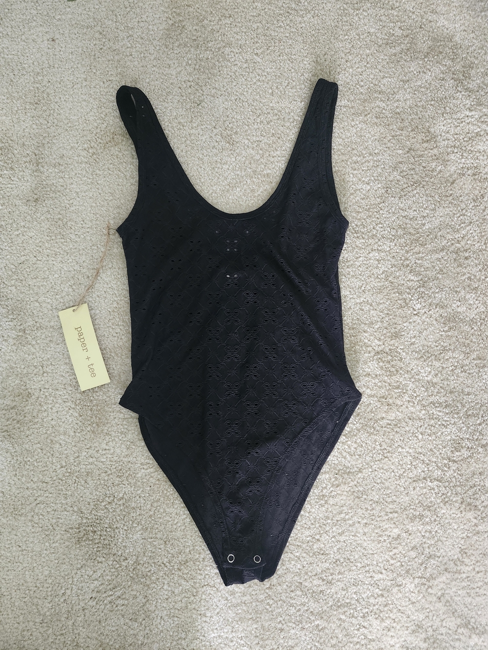 paper tee Black Eyelet One-Piece Bodysuit